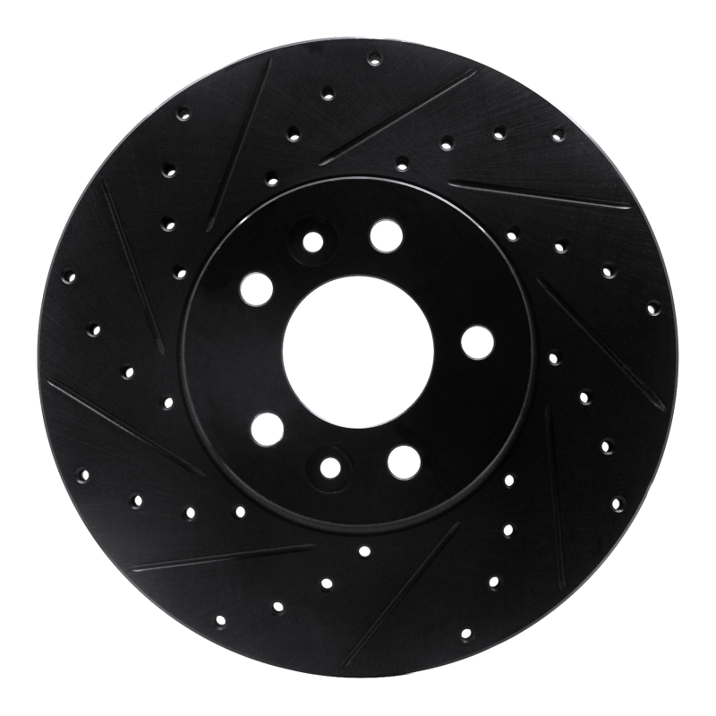 Ford Crown Victoria Brake Rotor (1) - Front Left - R1 Concepts - Drilled & Slotted - Black - `98-`02